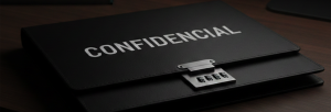 Documento confidencial simbolizando a necessidade de sigilo e governança ao guardar documentos
